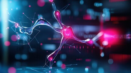 Poster - Abstract representation of a neuron with vibrant colors and futuristic elements.