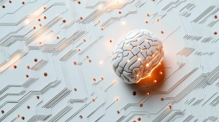 Poster - Abstract representation of a brain with circuit patterns, symbolizing artificial intelligence.