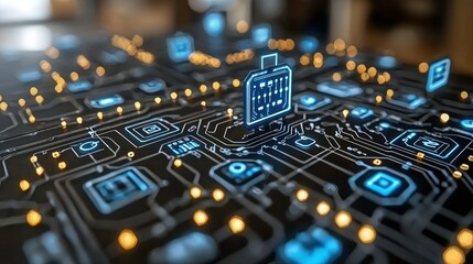 Poster - Abstract Digital Circuit Board Network Technology Concept