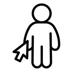 Fototapete - Human and mouse cursor line icon, remote work concept. Vector graphics. Man, person with mouse pointer sign on white background, style mobile or design.