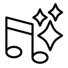 Poster - Stars and musical note line icon, merry christmas concept. Vector graphics. Jingle melody sign on white background, style mobile or design.