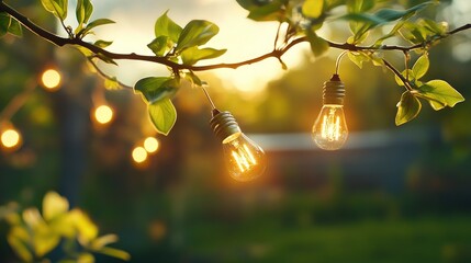 Poster - Tree branches blooming with bright lightbulbs, glowing with potential ideas