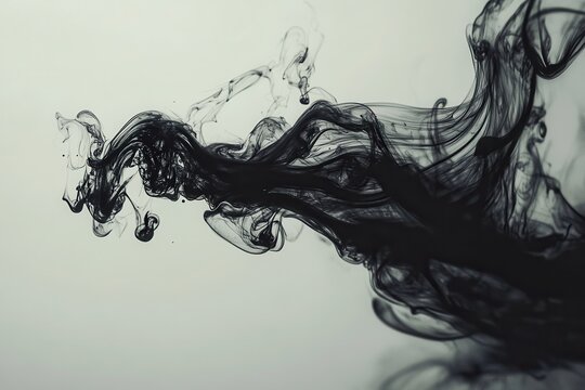 Ink thread's curve defines a dreamy shape, subtle background texture