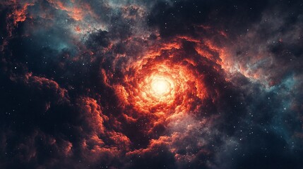 Wall Mural - stunning cosmic spiral of fiery hues, with swirling clouds around a bright, warm core