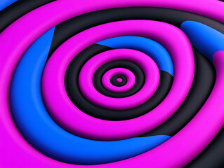 Poster - Colorful Spiral Pattern With Vivid Pink, Blue, and Black Tones Creating a Dynamic Visual Effect