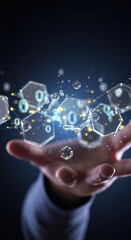 Poster - Innovative Digital Technology Hexagon Data Network Visualization  Futuristic Concept