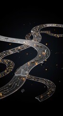 Poster - Abstract Circuit Board Pathway Glowing in the Dark: A Digital Art Visualization of Technological Connectivity and Innovation