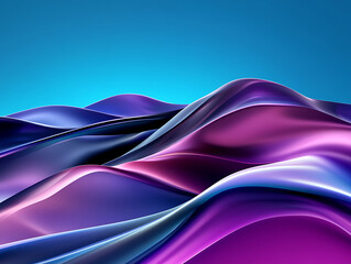 Poster - Colorful Flowing Waves Create an Abstract Landscape Under a Serene Blue Sky