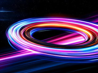 Poster - Colorful Swirling Light Pattern Creates a Mesmerizing Effect in a Space-Inspired Digital Design