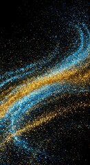 Poster - Abstract Cosmic Dance of Gold and Blue Stardust Particles on Black Background