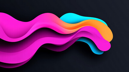 Poster - Colorful Abstract Waves Flow Gracefully in a Dynamic Design Against a Dark Background Highlighting Colors and Shapes