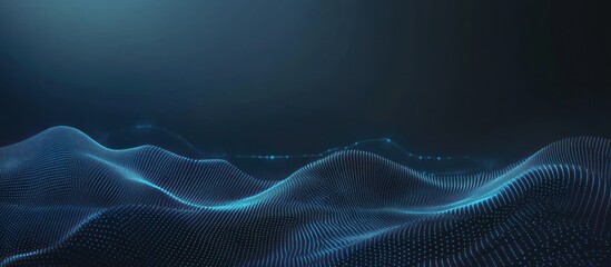 Fototapete - Abstract Digital Landscape:  A Serene, Teal-Toned Wave of Data Points