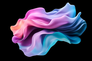 Poster - Colorful Abstract Shape in Flowing Motion With Smooth Curves on a Dark Background