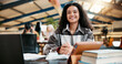 © peopleimages.com - Education, portrait and woman in library of college campus for learning or study. Books, scholarship and tablet with happy student at university for assignment, development or online research