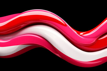 Poster - Colorful Swirls of Vibrant Red and Pink Paint Flow Together on a Black Background in an Abstract Design