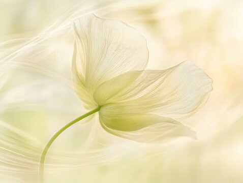 Dreamy thread follows light swirl's bloom; background fades