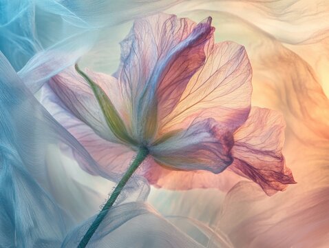 Blooming light swirl, dreamy thread, subtle background
