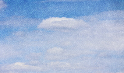 Poster - Color halftone texture of blue sky with clouds. Abstract cloud pattern vector dotted pixel texture background with copy space.