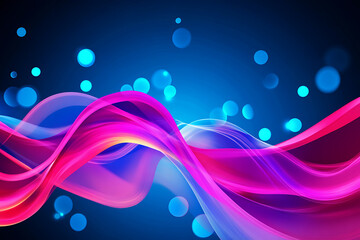 Poster - Colorful Abstract Waves Create a Dreamy Atmosphere With Vibrant Tones and Glowing Bokeh Effects in a Digital Design Setting