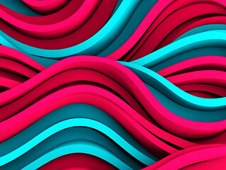 Poster - Colorful Wave Patterns in Vibrant Pink and Blue Tones Create a Visually Dynamic Design for Modern Decor