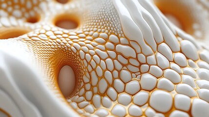Poster - abstract gold and white 3d render of organic texture