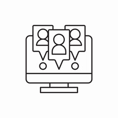 Poster - Team online meeting screen icon vector sign