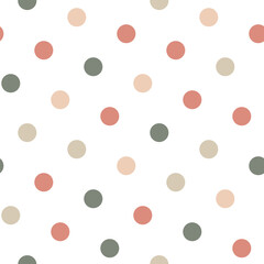 Poster - Minimal seamless polka dot pattern in pastel colors. Simple cute dotted Background. Great for baby shower themes, interior decor, kids fabric, stationery, fabric, gift wrap, nursery design