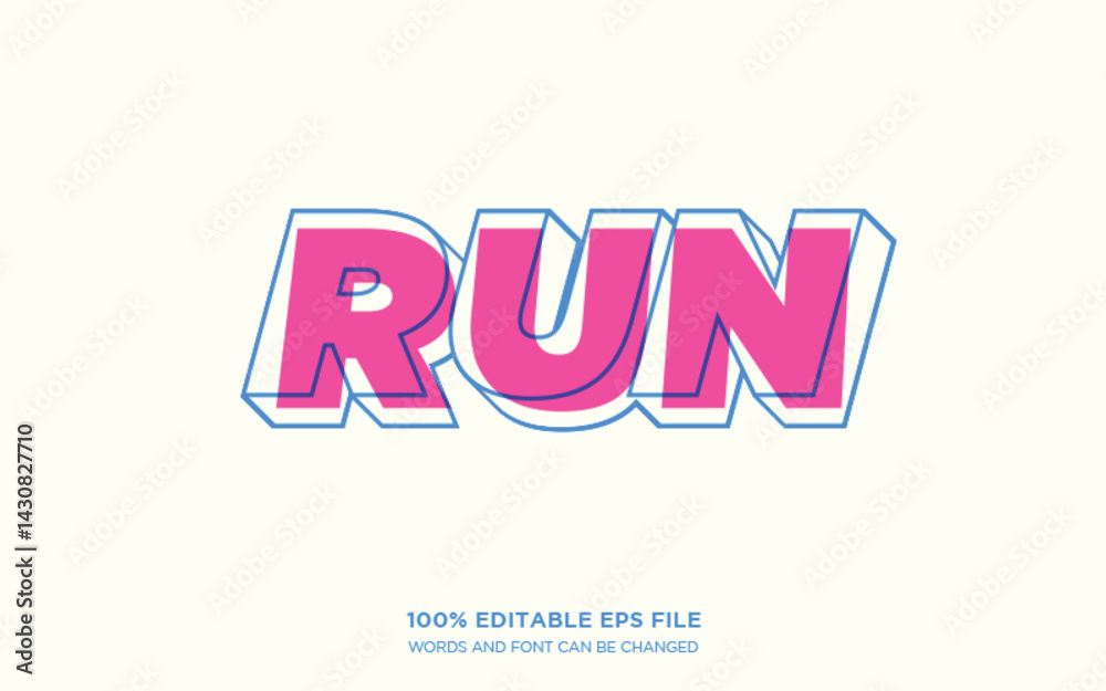 Running 3D editable text style effect Stock Vector | Adobe Stock