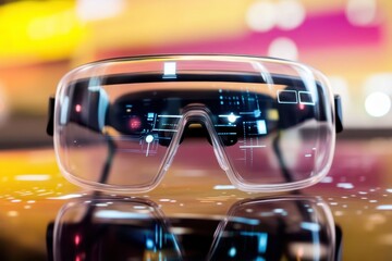 Poster - Futuristic augmented reality glasses showcasing digital interface and graphics