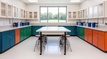 Poster - Modern school science lab promoting innovative stem education