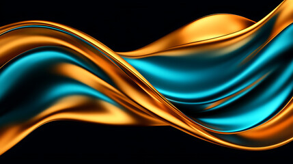Poster - Vibrant Flow of Blue and Orange Fabric Waves Creates a Stunning Artistic Display in Abstract Design