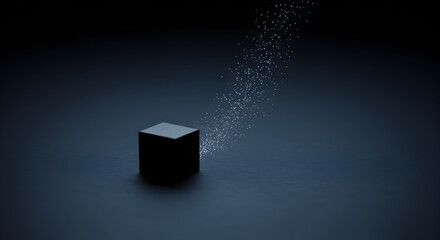 Poster - Gleaming Essence Emanating From Geometric Still Life Cubical Box