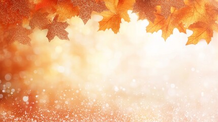 Aufkleber - A striking orange glitter texture featuring soft sparkles and faint autumn leaves creates a warm atmosphere ideal for festive invitations or seasonal decor