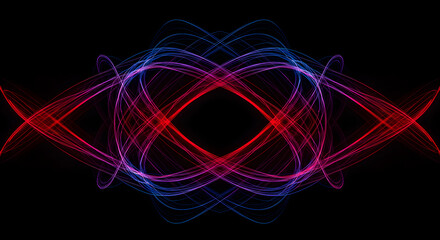 Poster - Elegant Luminous Strands Forming Geometric Designs On Black Background