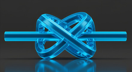 Poster - Intertwined Shapes With Azure Blue Glow Elegant Visual Design Rendering