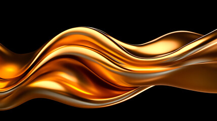 Poster - Golden Swirling Liquid Creates Dynamic Wave Patterns in an Abstract Display of Light and Movement