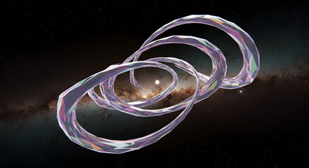 Poster - Abstract Geometric Rings Floating Freely In Cosmic Void Illustration