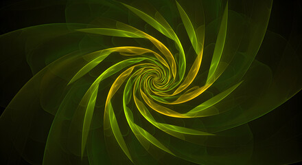 Poster - Hypnotic Green And Gold Fractal Swirl Creates Mesmerizing Visual Effect