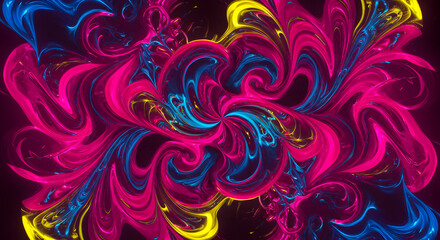 Poster - Vibrant Psychedelic Swirls Painting With Fluid Movement And Symmetrical Arrangement
