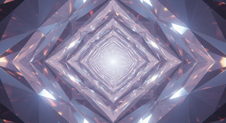 Poster - Abstract Geometric Diamond Tunnel Leading Towards Bright Light at the End
