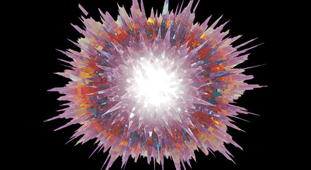 Poster - Fractal Burst Of Radiant Color Against An Obsidian Background