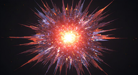 Poster - Explosion Of Abstract Geometric Shapes Radiating From A Bright Center