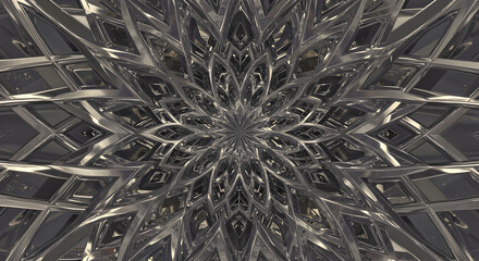 Poster - Intricate Chrome Geometries An Abstract Exploration Of Reflected Surfaces