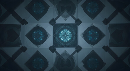 Aufkleber - Intricate Geometric Pattern with Glowing Spheres Creates a Modern Backdrop