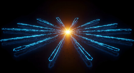 Poster - Futuristic Light Beams Emanate From A Central Source On Dark Backdrop