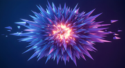 Poster - Radiant Crystal Burst Glowing With Inner Energy And Sharp Geometric Forms