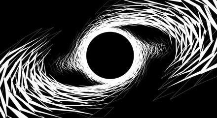 Aufkleber - Geometric Vortex Illusion With Black Hole In Center And White Lines