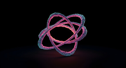Poster - Intertwined Rings Forming An Abstract Knot With Neon Lighting Effect