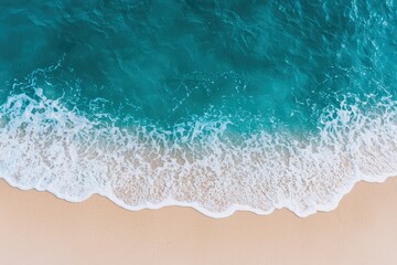 Poster - Turquoise water gently kissing golden sand on a serene beach