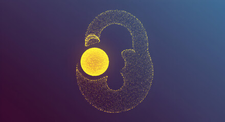 Poster - Abstract Glowing Lock With Sphere Inside And Dark Background